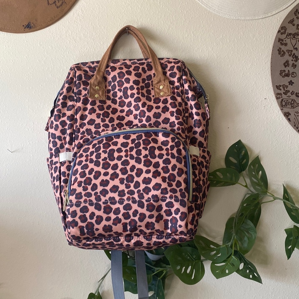 Pink leopard Diaper bag backpack